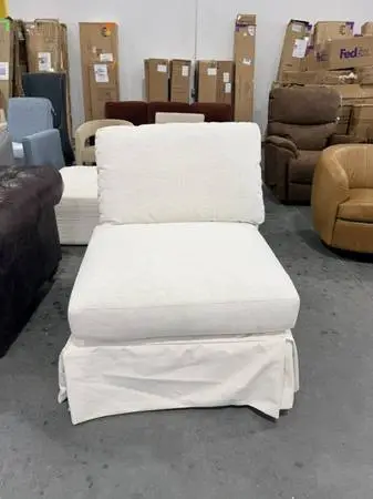 Baldwin Till Off White Linen Upholstered Armless Accent Chair
