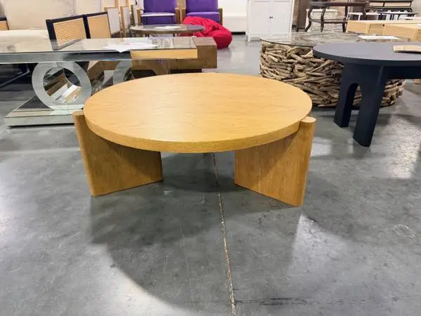 36  Hearth & Hand Wood Round Coffee Accent Table Natural Brand New