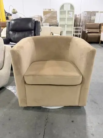 Threshold Upholstered Barrel Swivel Chair Light Brown Velvet Chair New