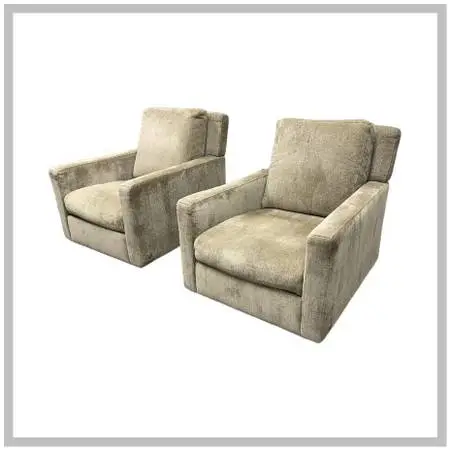 Natuzzi Editions Inside C245 Fabric Swivel Chairs, Pair