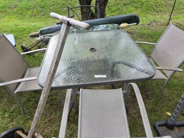 Square Glass Patio Table with 4 Chairs