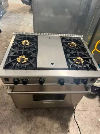 Wolf Stainless 36” Wide Gas Range/Subzero 42” Wide Fridge Built In