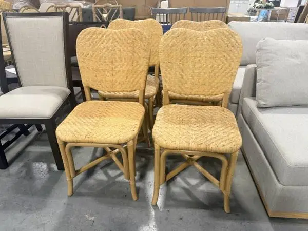 Studio McGee Woven Dining Chair Rustic Rattan Honey Yellow (Set Of 4)