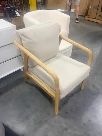 Modern Accent Furniture Tufeld Wood Accent Armchair Beige Brand New