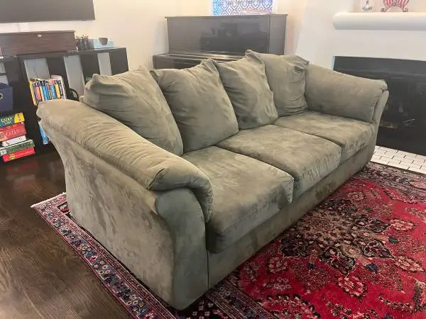 Olive green microfiber suede sofa / couch