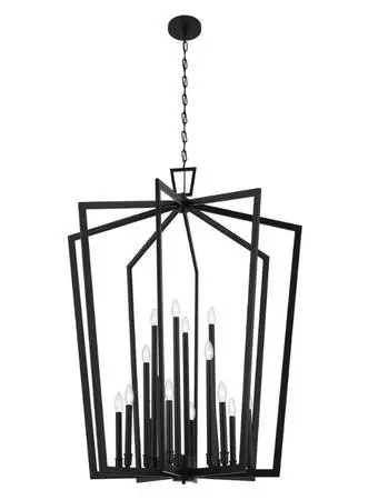 Kichler Lang Gate Black 16 Light Oversized Pendant Chandelier