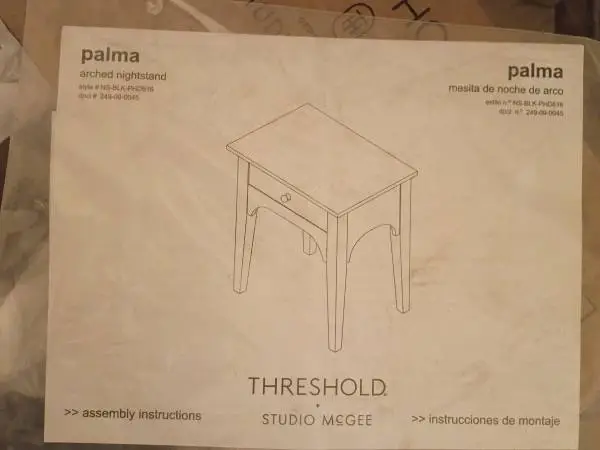 ARChed night stand assembly required