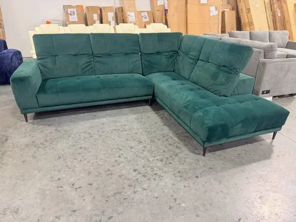 Gilman Creek Keyes Green Fabric Sectional Couch Adjustable Headrest