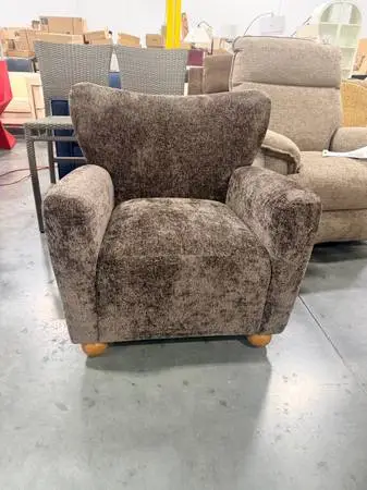 Modern Dark Brown Wingback Accent Chair Chenille/Boucle Upholstered