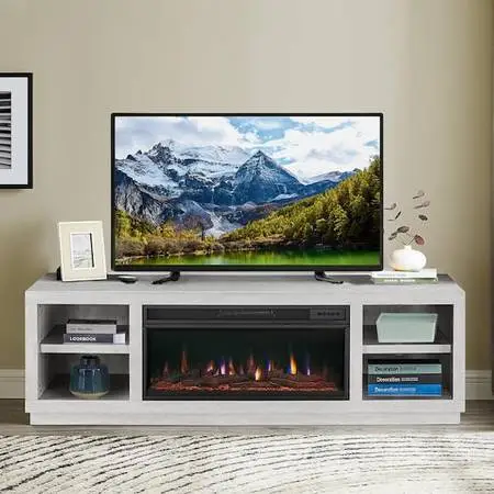 TV 77 Stand Electric Fireplace heats 1000 sq ft White NEW ret $700