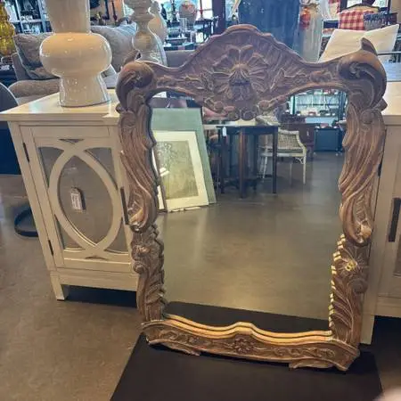 Vintage Carved Wood Mirror- 28X2X40H