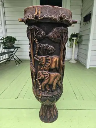 Vintage Burundi Hand Carved Peg Drum