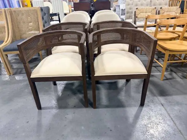 Elev Beige And Walnut Fabric Upholstered Dining Chairs (Set Of 4)
