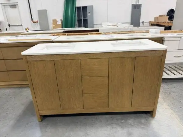 Joss & Main Raye 60 Double Bathroom Solid Wood Vanity White Quartz