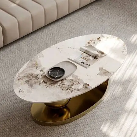 New - Luxury Oval Sintered Stone Coffee Table. Good deal.