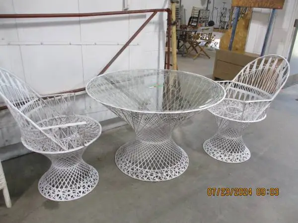Glass Top Wicker Patio Table with 2-Chairs #3930