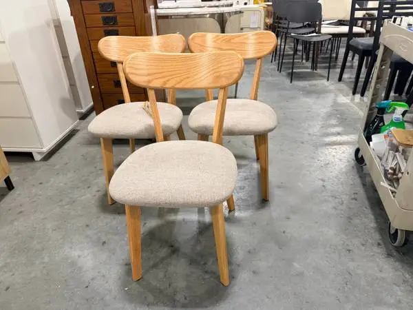 Corrigan Studio  Solid Oak Natural Wood Dining Accent Chair (Set Of 3)