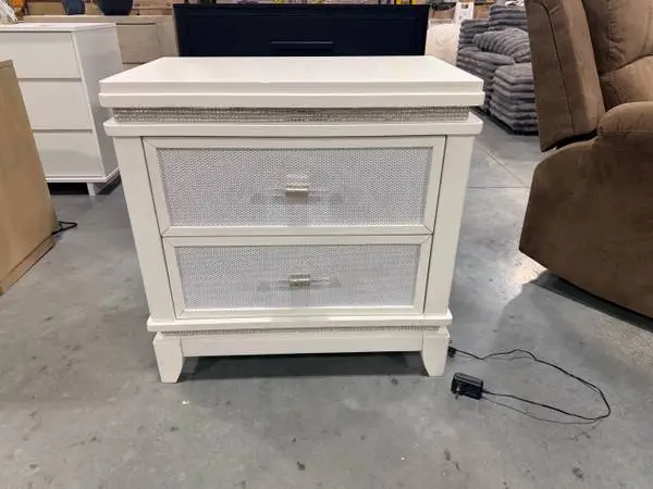 Carmelita 29 White 2 Drawer Nightstand USB Charging LED Lights