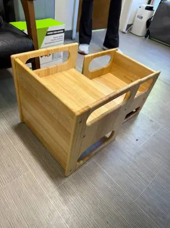 Montessori Weaning Table and Chair Set with Fence, Real Hardwood, Desk