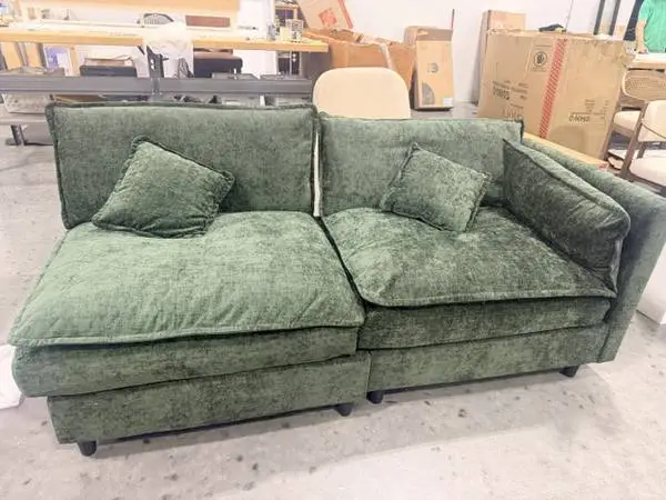 Gojane Green Chenille Pillow-Styled Modular Sectional Sofa End Piece