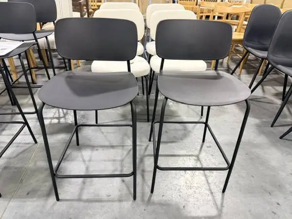24 Black Molded Plastic Metal Base Counter Height Barstool (Set Of 2)