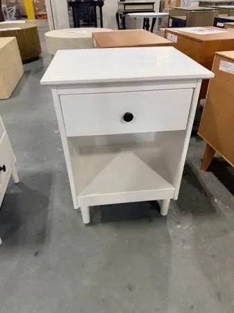 Spencer White Solid 1-Drawer Wood Nightstand Brand New