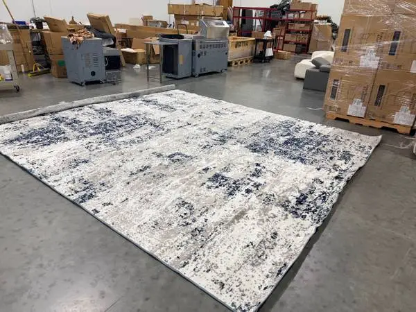 Keen Home Design Area Rug 12x15 Abstract Rug Navy/Grey/White