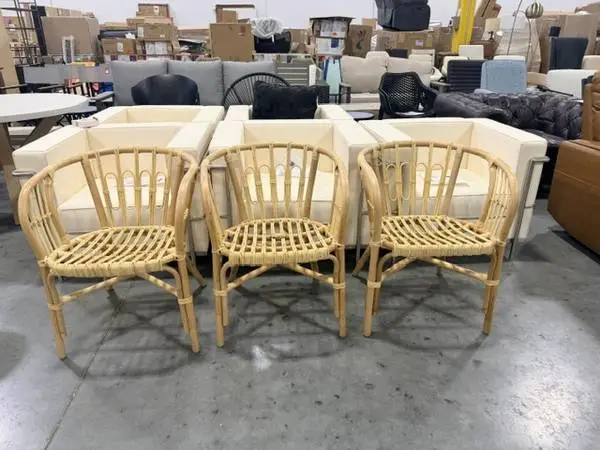 Baxton Studio Rattan Accent Chair Natural Wicker-Like Curved Seat New