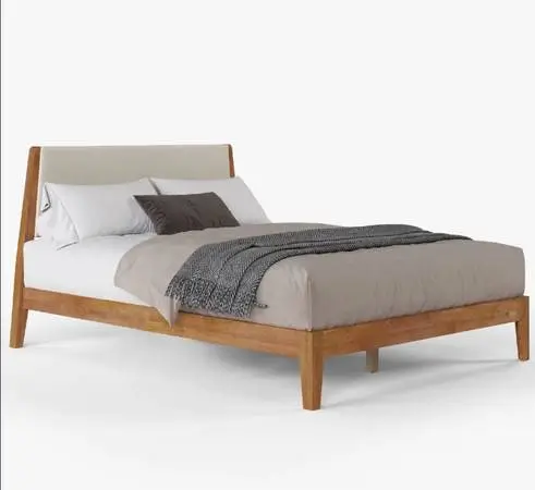 Mercury Row Juno Solid Wood King Upholstered Headboard Bed Frame