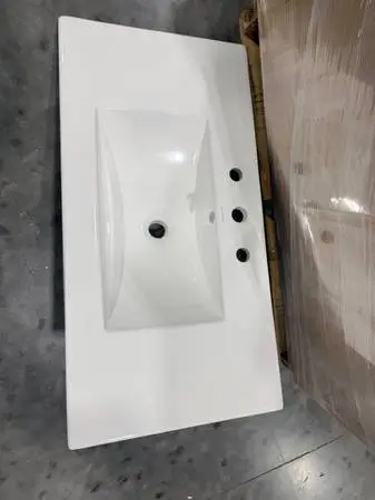 Swiss Madison 36 W x 5.5. D Ceramic Vanity Top Glossy White 3-Holes