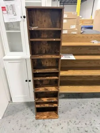 Furinno Jaya Amber Pine 9 Shelf Multimedia Media Storage Tower Rack