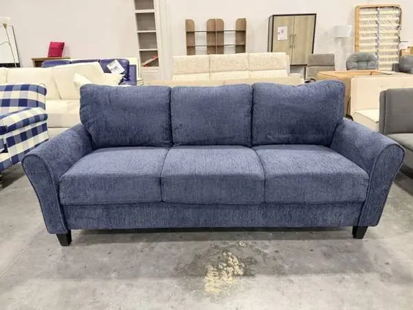Lifestyle Solutions Alexa Sofa Rolled Arms Navy Blue Wood Legs New