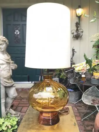 Original 1960s MCM Italian glass 37”tall Gorgeous Table Lamp/works per
