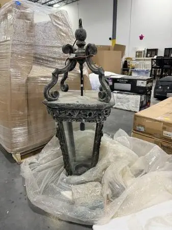 Zentique 42 Dante 1 Light Hardwired Hand Carved Metal Lantern Pendant