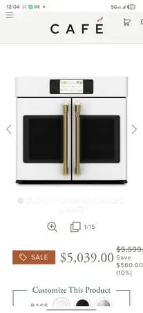 GE Cafe matte white professional series French door built in single wall oven