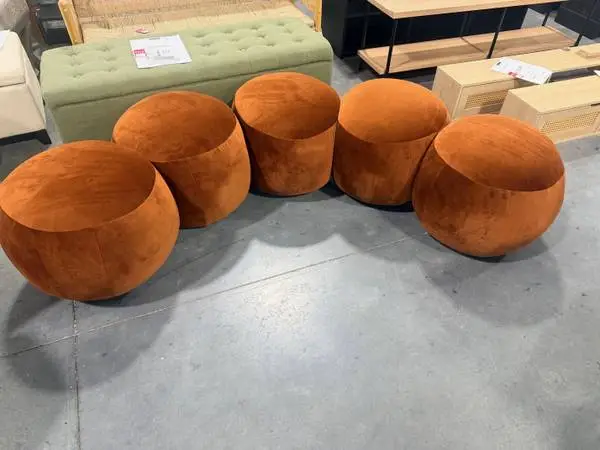 Meridian Furniture Apollo Beige Velvet Modular Bench Ottoman Rust Red