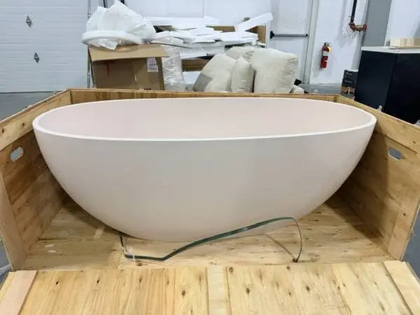 Forma Stone 61 Bathtub In Pink Sand Solid Surface Soaking Bathtub