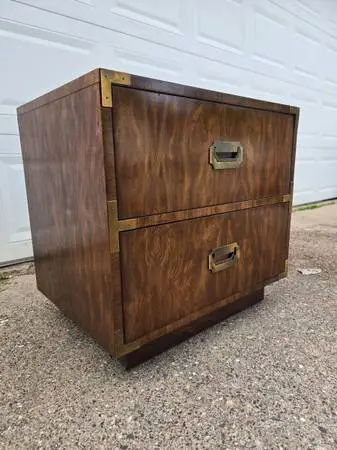 Mid Century Campaign Style Bedside Stand by Dixie