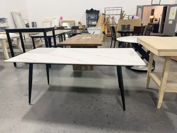 George Oliver 70 Modern Rectangular Black Dining Slate Table
