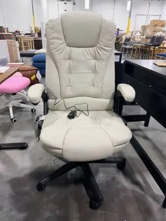Homcom Beige 6 Point Vibrating Massage Office Chair With Lumbar Heat