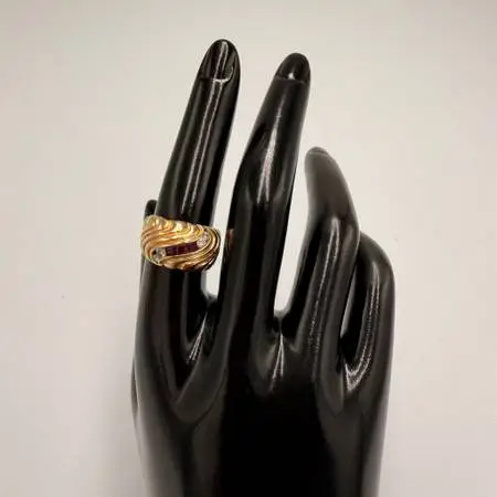 14k Gold Ruby and Diamond Wave Statement Ring Size 7