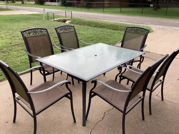 Patio table and 6 chairs