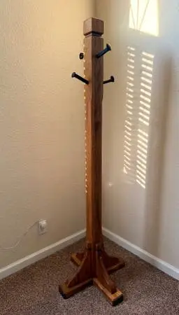Solid Madrone Wood Entryway Coat Rack