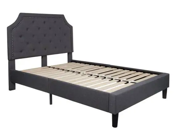 Brighton Full Size Platform Bed Frame Dark Gray Tufted Upholstered