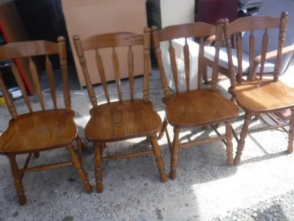 Solid Oak Kitchen Chairs Set of 4