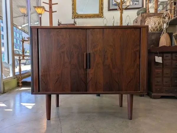 Mid-Century Danish Rosewood Record Cabinet, Media Stand, Credenza
