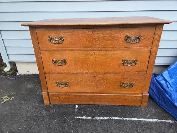 1870s 3-Drawer Solid Oak Dresser