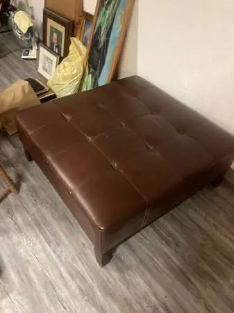 Faux leather ottoman 40” by 40”