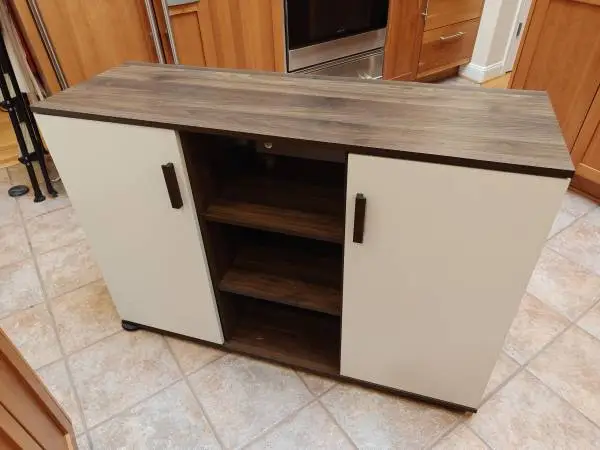 Sideboard, white and wood, mcm, simple