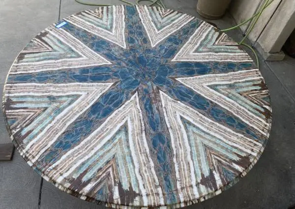 6 feet round Quartz marble table , stunning!